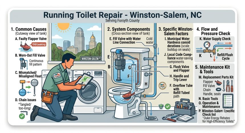 Running Toilet Repair in Winston-Salem, NC