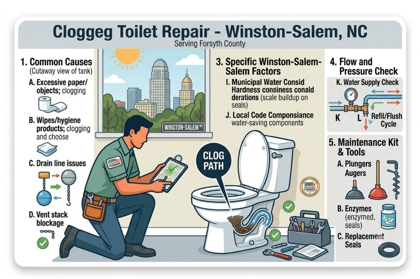 Clogged Toilet Repair in Winston-Salem, NC
