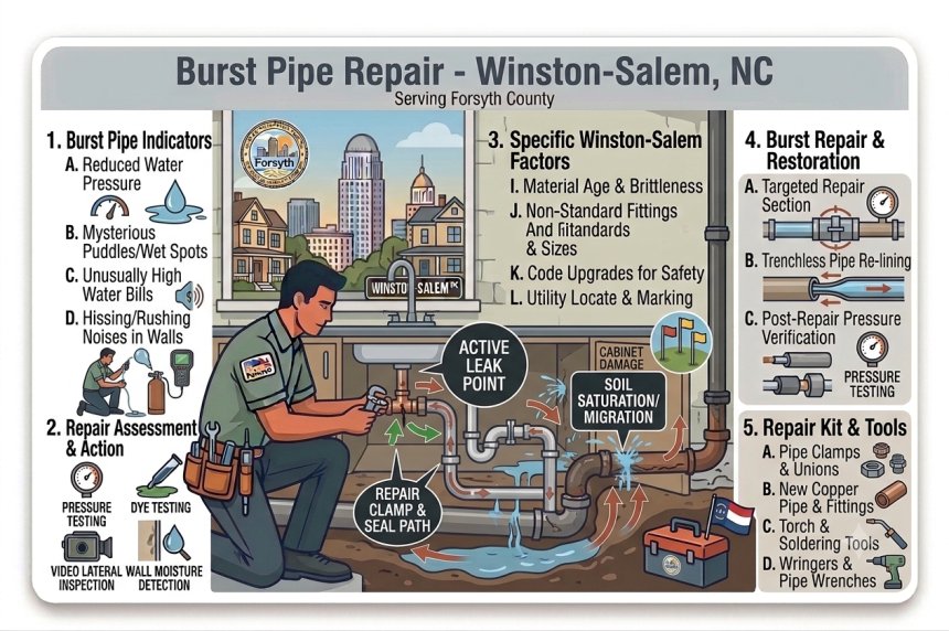 Burst Pipe Repair in Winston-Salem, NC