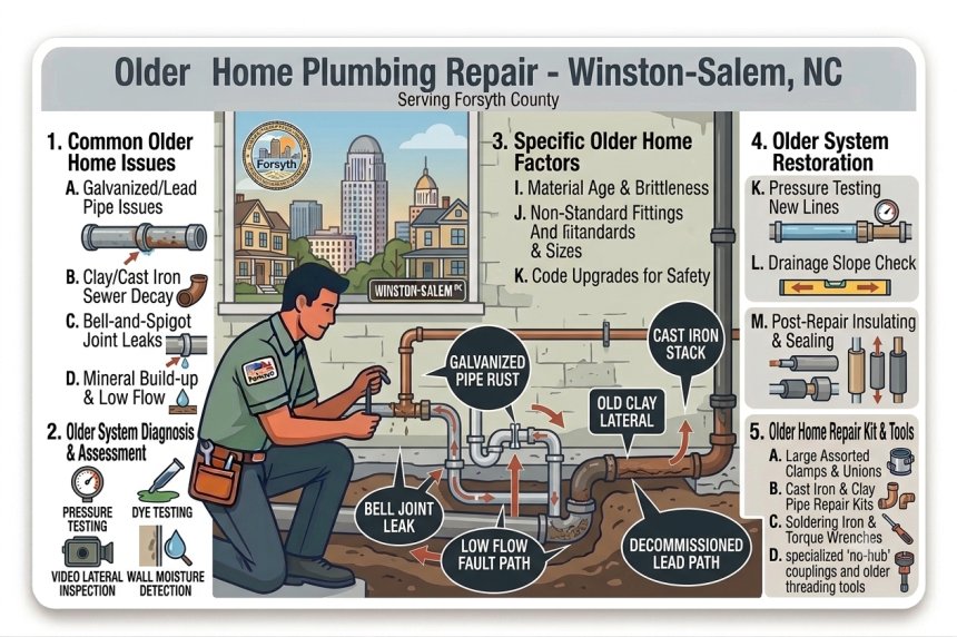 Older Home Plumbing Repair in Winston-Salem, NC